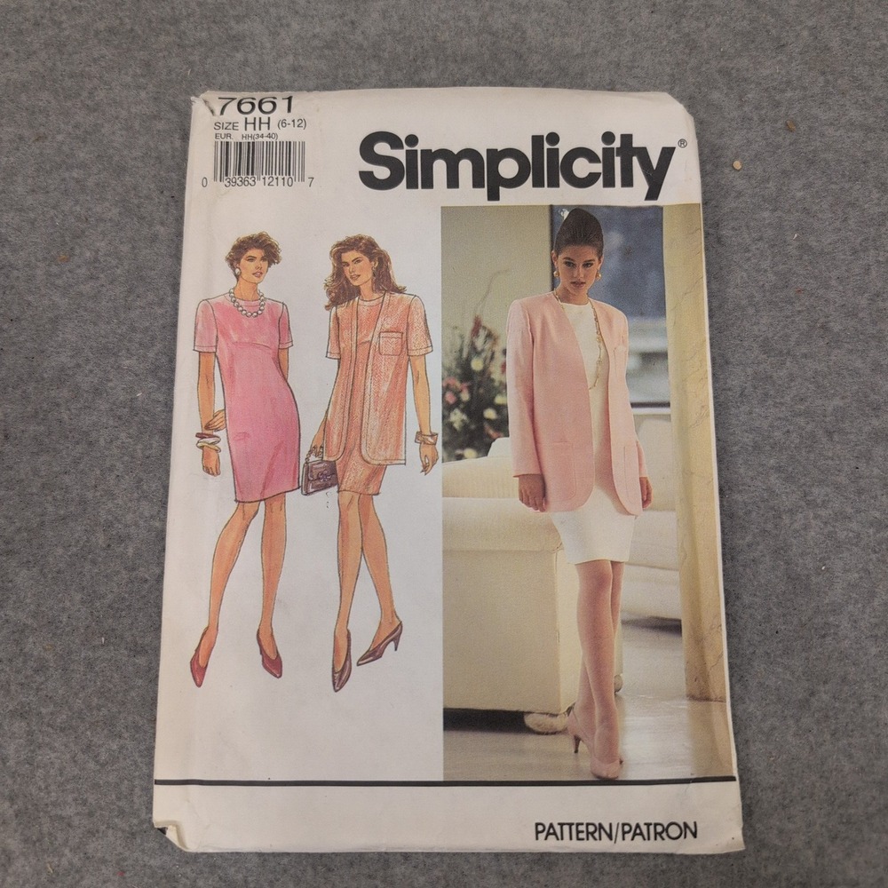 Simplicity 7661 Misses Petite Dress Unlined Jacket Sewing Pattern Size 6-12 1991 - Picture 1 of 2